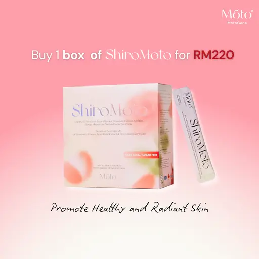 ShiroMoto Botanical Beverage Mix of Strawberry Powder, Rose Petal Extract and Rice Ceramide Powder (Expiry Date: 05/26)