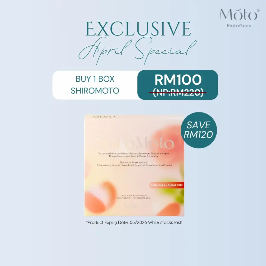 ShiroMoto Botanical Beverage Mix of Strawberry Powder, Rose Petal Extract and Rice Ceramide Powder (Expiry Date: 05/26)