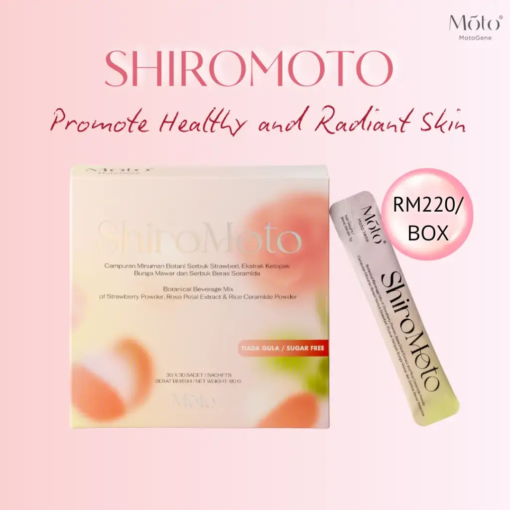 ShiroMoto Botanical Beverage Mix of Strawberry Powder, Rose Petal Extract and Rice Ceramide Powder