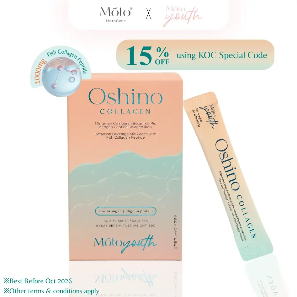 Oshino Collagen Botanical Beverage Mix Peach with Fish Collagen Peptide (30 Sachets)