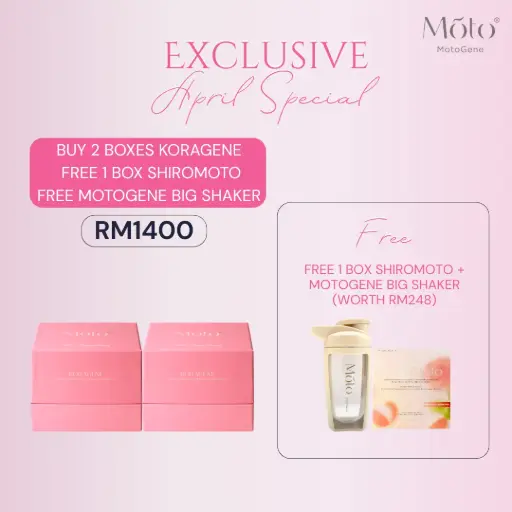 Buy 2 boxes KoraGene + Free 1 box ShiroMoto + Free big shaker 